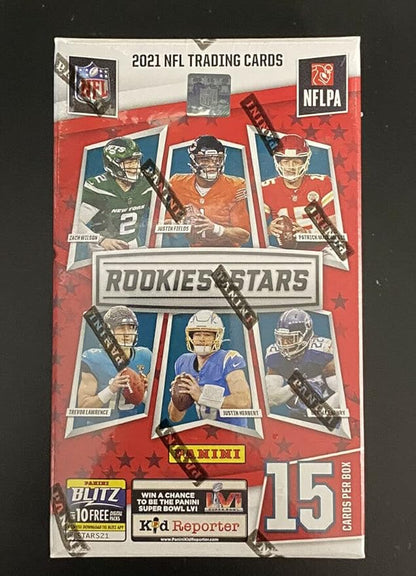 Rookies &amp Stars 2021 Panini Football Trading Card Box - 15 Cards Featuring Mac Jones Ja'Marr Chase Jaylen Waddle &amp More!