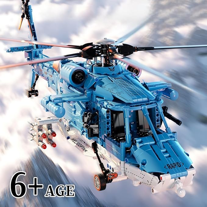 Military Helicopter Building Blocks Set 1521PCS Army Airplane Bricks Model–Air Force Utility Helicopter Toy with Rotating Blades Detailed Cockpit Tactical Gear–Collectible Gift for Boys Teen Adults