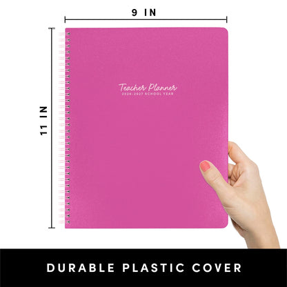 PAPERAGE Teacher Planner, Weekly & Monthly Academic Planner & Calendar, 12-Months, July 2026 - June 2027, (9.5" x 11"), Teacher Lesson Planning Book with Tabs, Stickers & Inner Pocket, Raspberry