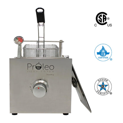 Flame King Proleo Tabletop Propane Deep Fryer with Oil Thermometer, 2.5 Gallons Capacity, with 5-FT Propane Regulator Hose