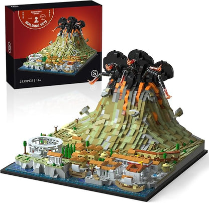 Architecture The Ancient City of Pompeii in Rome Building kit Mount Vesuvius Collectible Display Set 2539 Pcs for Adults Compatible with Lego (2539 Pieces)