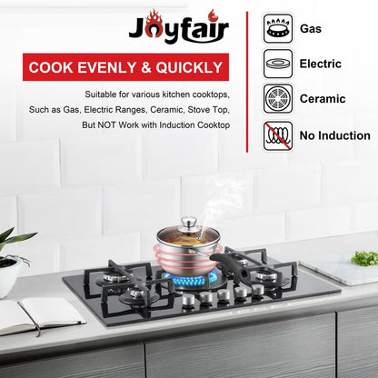 1 Quarts 18/10 Stainless Steel Saucepan, Joyfair Small Sauce Pan Milk Pot with Glass Lid for Cooking Stewing Boiling Spaghetti Soup, Extra Pan Wall & Heat-proof Bakelite Handle, Dishwasher Safe