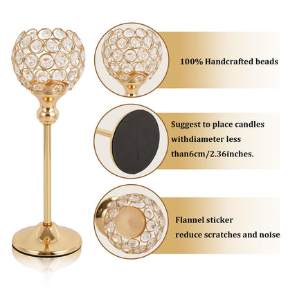 VINCIGANT Gold Crystal Candle Holders Set of 16 for Wedding Centerpieces,Votive Crystal Candle Holders for Home Fireplace Coffee Table Mantle Decor candelabros de mesa