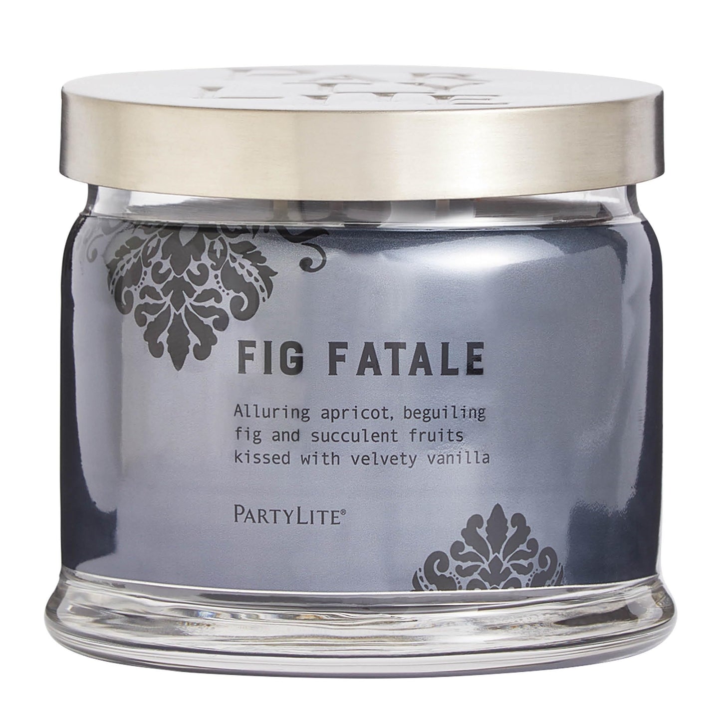 PartyLite Fig Fatale Scented, Notes of Apricot, Green Fig, Peach, Mango, Strawberry and Vanilla,13.2oz 3-Wick Jar Candle, 45 Hour Burn Time, Luxurious Fragrance, Perfect for Gifting