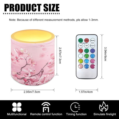 NETILGEN 3 inch Decorative Flameless LED Candles with Remote Control Timer Set of 4 Battery Operated Candles Pink Plum Blossom for Wedding Party Decor