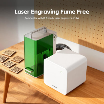 FUMEGO Laser Fume Extractor Compatible with F1/F2/Lumos/LP2/LP4 Laser Engravers ≤ 10W, 106 CFM & 55 dB Smoke Purifier for Laser Engraver, Laser Smoke Extractor HEPA Filtration Removes 99.97% of Fume