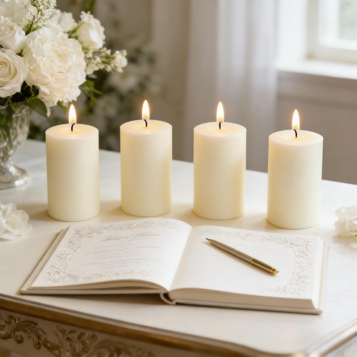 4 Pack Ivory Pillar Candles, 2x4 Inch, Long-Lasting, Dripless and Smokeless Unscented Candles, Ideal for Home Décor, Parties Weddings and Relaxation