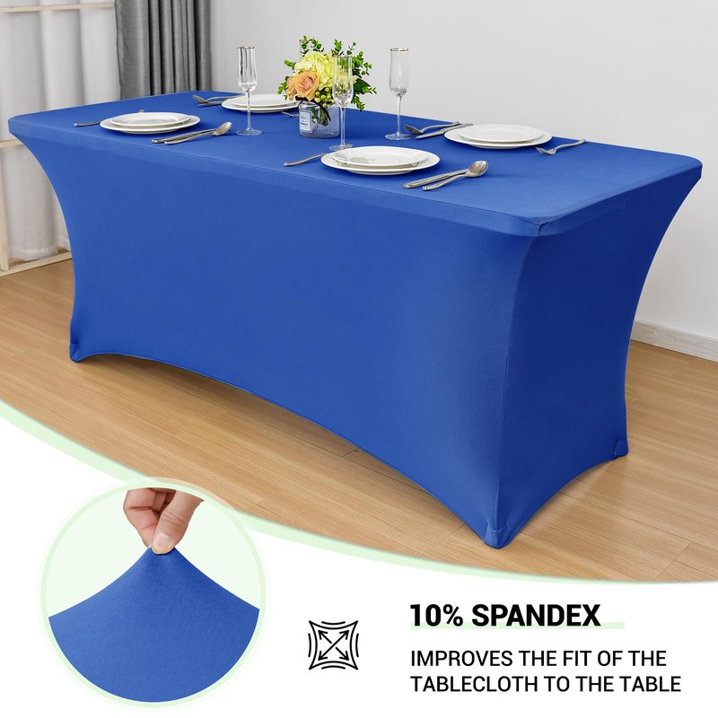 Obstal 4ft Stretch Spandex Table Cover for Standard Folding Tables - Universal Rectangular Fitted Tablecloth Protector for Wedding, Banquet and Party