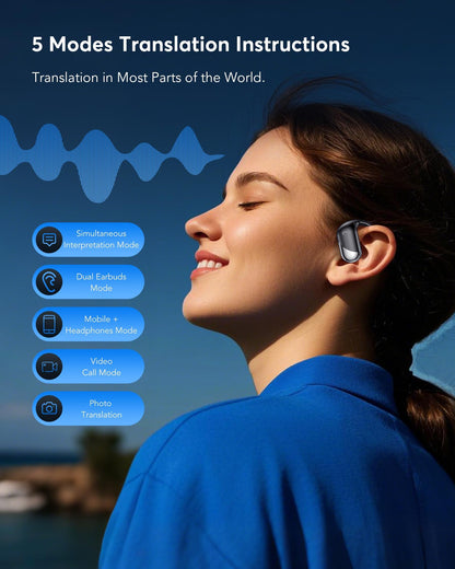Paekole AI Translation Earbuds Real Time - H9 Instant Bluetooth 6.1 Translator: 198 Languages, No Subscription | Open Ear Design, 6 Modes, 60H Audifonos Traductores Inglés Español
