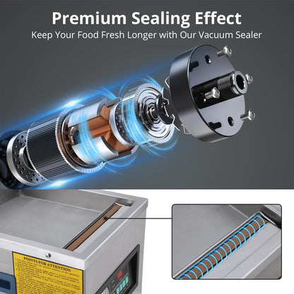 GarveeHome Chamber Vacuum Sealer machine, 12 in, 6.5 m³/h Pump Rate, Excellent Sealing Effect with Automatic Control, Household and Commercial Vacuum Sealing Machines with Stainless Steel Structure