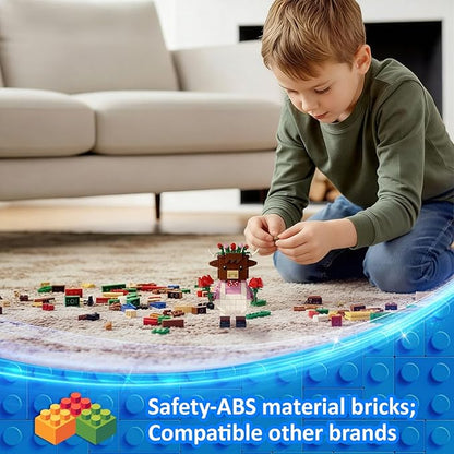 Highland Cow Building Blocks Set Collectible Animal Building Toy Creative Scottish Cow with Roses Brick Set for Adults &amp Kids(Age 3+) DIY Home Office Decor STEM Education-Gift Ideas