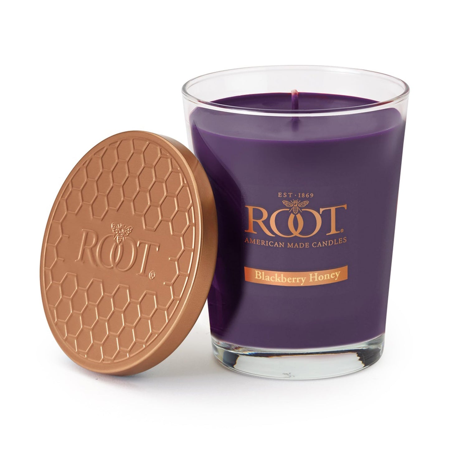 Root Candles Scented Candles Honeycomb Beeswax Blend Premium Handcrafted Candle, Large Veriglass, BlackBerry Honey