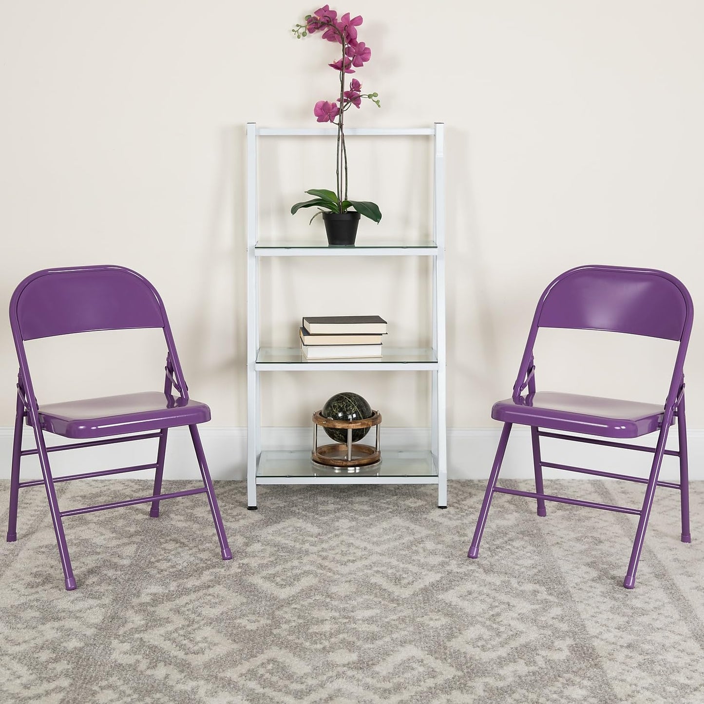 Flash Furniture Metal Folding Chairs, Impulsive Purple (Pack of 2)