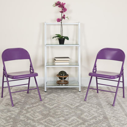 Flash Furniture Metal Folding Chairs, Impulsive Purple (Pack of 2)