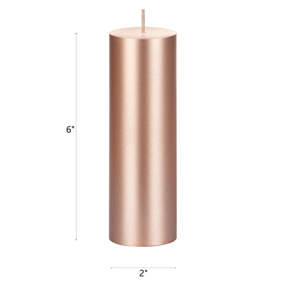 Mega Candles 3 pcs Unscented Solid Rose Gold Pillar Candles, Hand Poured Premium Wax Candle 2 Inch x 6 Inch, Home Décor, Spas, Weddings, Occasions, Party, Centerpieces, Holidays, Vigils, Prayers