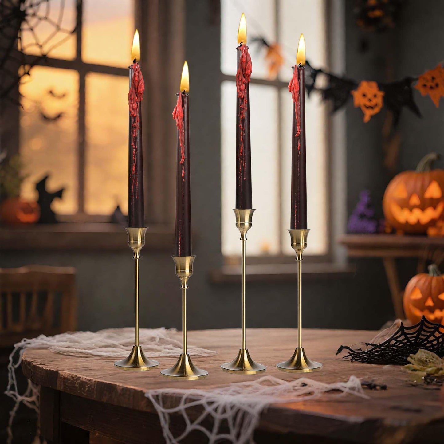4 Pcs10inch Black Bleeding Taper Candle Vampire Tears Candles Unscented Tall Bleeding Candles, Gothic holderor Halloween Party Gothic and Themed Party Decor(2, 10 inch)