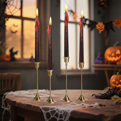 4 Pcs10inch Black Bleeding Taper Candle Vampire Tears Candles Unscented Tall Bleeding Candles, Gothic holderor Halloween Party Gothic and Themed Party Decor(2, 10 inch)