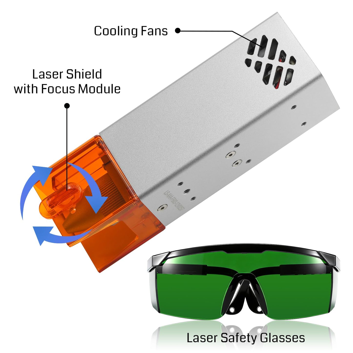 Genmitsu Laser Engraver Module for CNC router machine, 10000mW, 435nm for 3020-PRO/3030-PROVer Ultra, 4040-PRO/PRO MAX, PROVer XL 4030 V1/V2/2X2/4X4, Laser Class 4