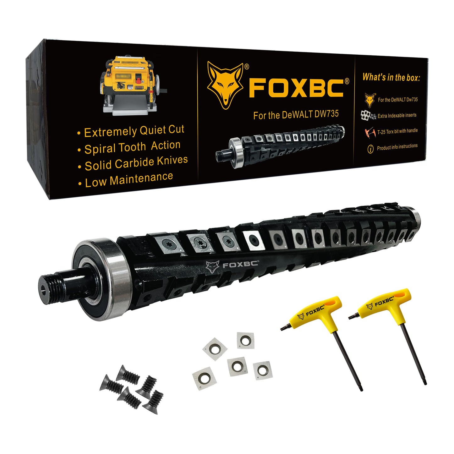 FOXBC 13 Inch Spiral Helical Cutterhead for DeWalt DW735 DW735X Planer