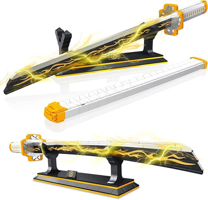 TOY PLAYER Demon Sword Toy Building Set Agatsuma Zenitsu Sword with Scabbard and Stand-Compatible with Lego Sets for Adult Gift for Anime Fans (956 Pcs)