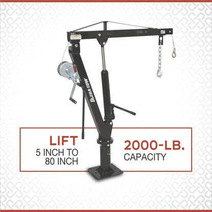 Ultra-Tow Hydraulic Pickup Truck Crane with Hand Winch - 2000-Lb. Capacity