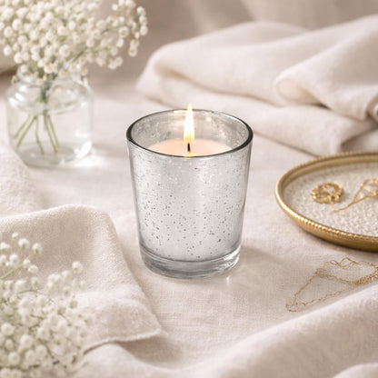 Hosley Set of 24 Silver Mercury Filled Glass Votive Candles. Ideal Gift for Weddings, Bridal Showers, Parties, Home Decor, and Special Events