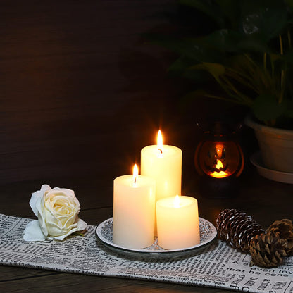 OwnMy 2PCS Mosaic Glass Pillar Candle Holder Plates and Trays, 6 Inch Glass Mosaic Candle Bases Coasters Decorative Pillar Candle Stands for Wedding Table Centerpiececs, Silver