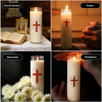 Natural Soy Prayer Candles - 9 Day Devotional Candles in Glass with 120 Hours Long Burn Time, Pure Fragrance Religious Candles Catholic for Memorials, Vigil, Church