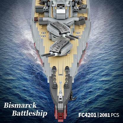 Technik FC4201 German Battleship Bismarck Building Blocks 2081 PCS MOC Large WWII German Military Warship Marine Battleship Model for Adult