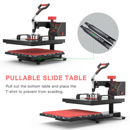 OIIEE Heat Press Machine 5 in 1 Combo Heat Press 15 x 15 Inch Heat Transfer Machine 360-Degree Swing Away Digital Shirt Printing Multi-function Heat Transfer Sublimation for T Shirts Mug Hat Plate Cap