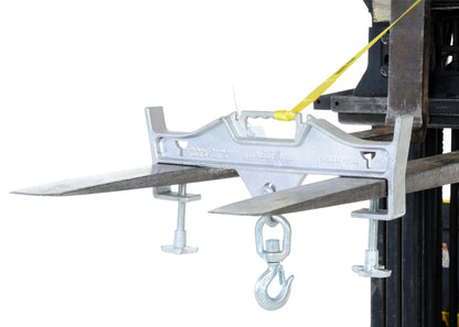 Vestil D-FORK-4-SL Steel Double Swivel Hoist Optioning Hook 2 In x 23-3/16 In x 14-1/2 In 4000 Lb. Capacity Silver