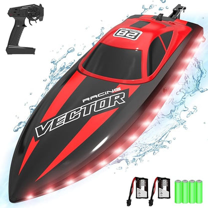 VOLANTEXRC RC Boat 20MPH Fast Remote Control Boat for Adults 2.4Ghz Toy Boat for Pools and Lake with 2 Rechargeable Batteries Toys Gifts for Adults Red