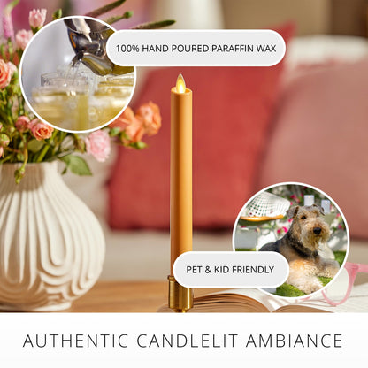 Luminara - Flameless Battery Operated Taper Candle - Sunlit Honey - Pack of 1-1x9.5 - LED Flickering Flame - Realistic Safe for Home Kids and Pets