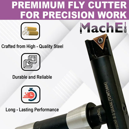 MachEl New Balanced Design 6″ Fly Cutter Indexable Type with R8 Shank (7/16 UNF Drawbar Thread) Single Insert Face Milling Cutter TCMT1604 Insert Included Torx Screw & Star Key Included
