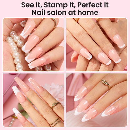 Beetles Nail Stamp 3Pcs Silicone French Tip Nail Stamp Kit with Replacement Nail Stamper Heads and Scrapers Soft Silicone Nail Printing Tool for Home Manicure Diy Nail Art Salon Gifts for Girls