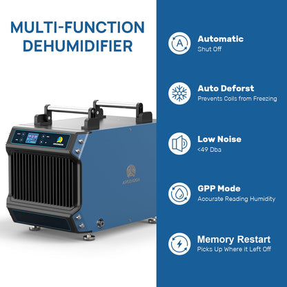 ARGENDON 145 Pint Crawl Spaces Dehumidifier with Pump, Commercial Dehumidifier with Drain Hose for Basement, Auto Defrost, Compact, Large Spaces up to 1800 Sq.Ft, 5 Years Limited Warranty