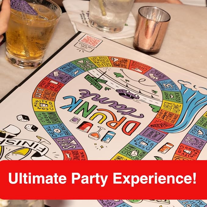 Drunk Tank Interactive Party Drinking Game – Board Games for Adults| Includes 8 Player Pieces 2 Dice and QR Code Rules | Funny Games for Pregames and Parties