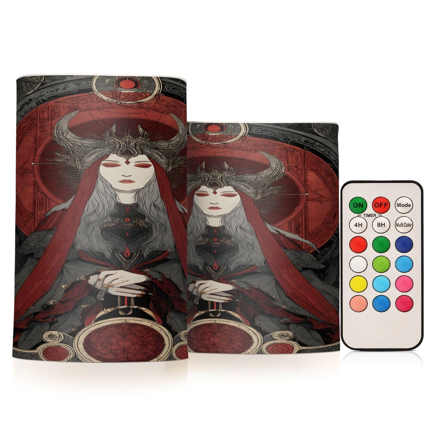 ALAZA Flameless Candles with Remote Timer,Red Grey Girl Queen Battery Operated Candles Set of 2 LED Tea Lights Flickering Pillar Votive Candles for Indoor Outdoor Decor