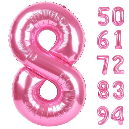 Pink 8 Balloon, Number Balloons 40 Inch, 8th Birthday Decorations for Girls, Birthday Balloons, Pink Party Supplies, Number 8 Balloon