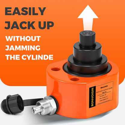 Bonvoisin Hydraulic Ram Jack 30T Low Profile Porta Power Cylinder Multi-Section 2.13" Stroke Lifting Cylinder for Machinery Shipbuilding Bridge Construction