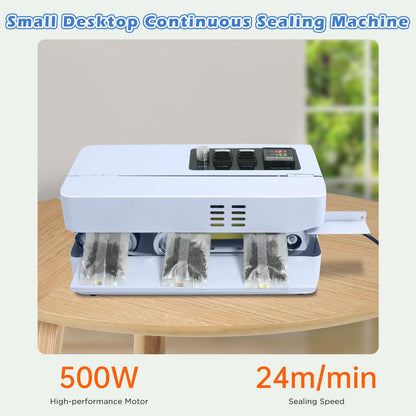 ZHONGMIN Automatic Continuous Bag Band Sealing Machine, Digital Temp Control, Adjustable Speed, Commercial Desktop Heat Sealer Machine for Plastic Bags Films Packaging (110V/60HZ)(FRC-510)