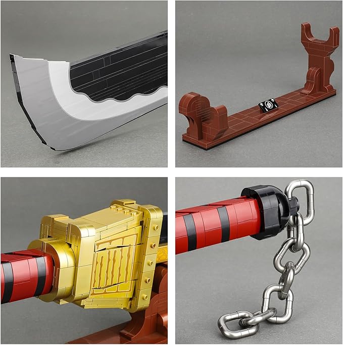 TOY PLAYER One Priate Piece Edward Newgate Katana (48 in) Compatible with Lego Cosplay Whitebeard Falchion with Scabbard and Stand Katana Building Set Gift for Anime Fans(1319 Pcs)