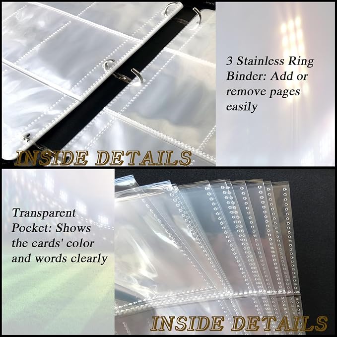 Sports Card Binder 900 Pockets Trading Card Binder with 50 Sleeves Fits 900 Sport Cards Sports Card Holder Binder with Zipper Soccer Football Baseball Basketball Hockey Card Gifts Collection Storage