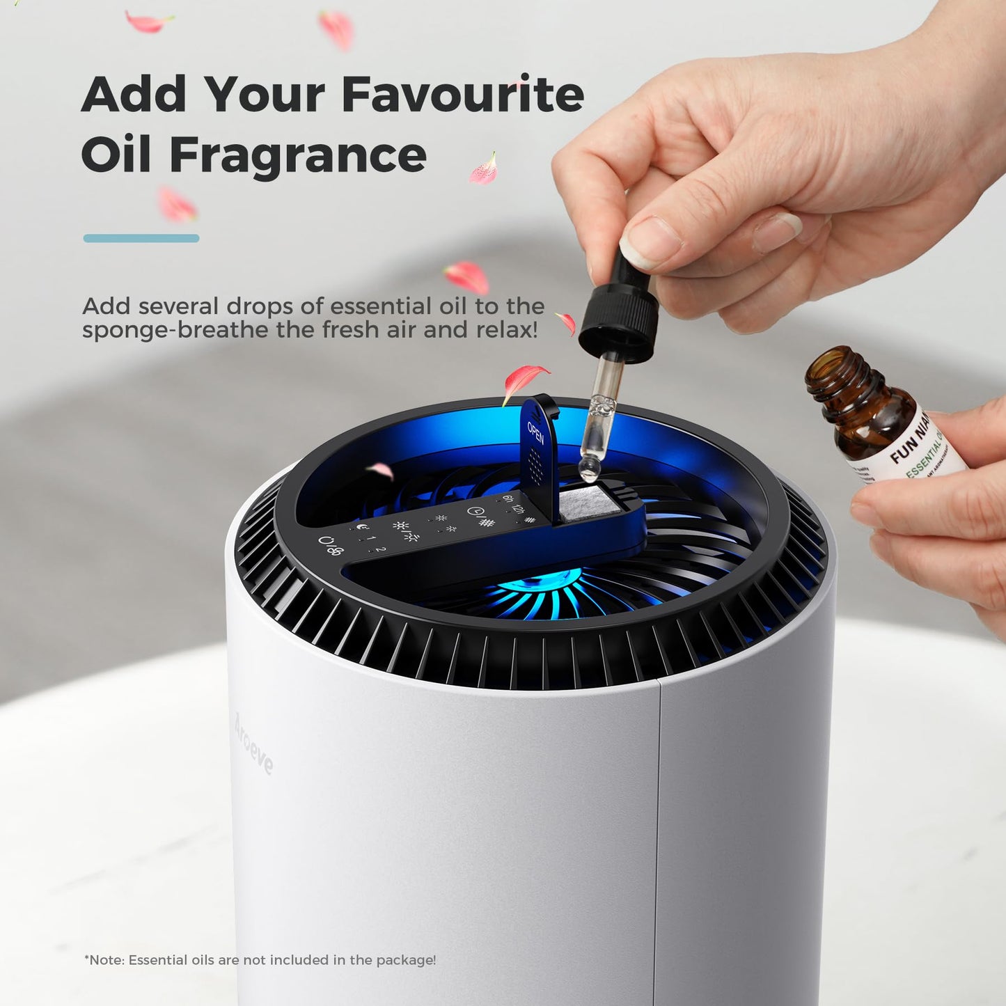 AROEVE Air Purifiers for Bedroom Home, Air Purifier For Smoke Pollen Dander Hair Smell Air Cleaner with Sleep Mode Speed Control For Bedroom Office, MK01- White(Available for California)