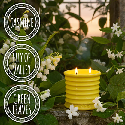 Annex Lily of the Valley & Jasmine Luxury Scented Candle - 8oz Handmade Ceramic Jar Candle - 50hr Clean Burn, 100% Non-Toxic Soy Wax, Home Fragrance, Aesthetic Decor Gift for Men Women - White Floral