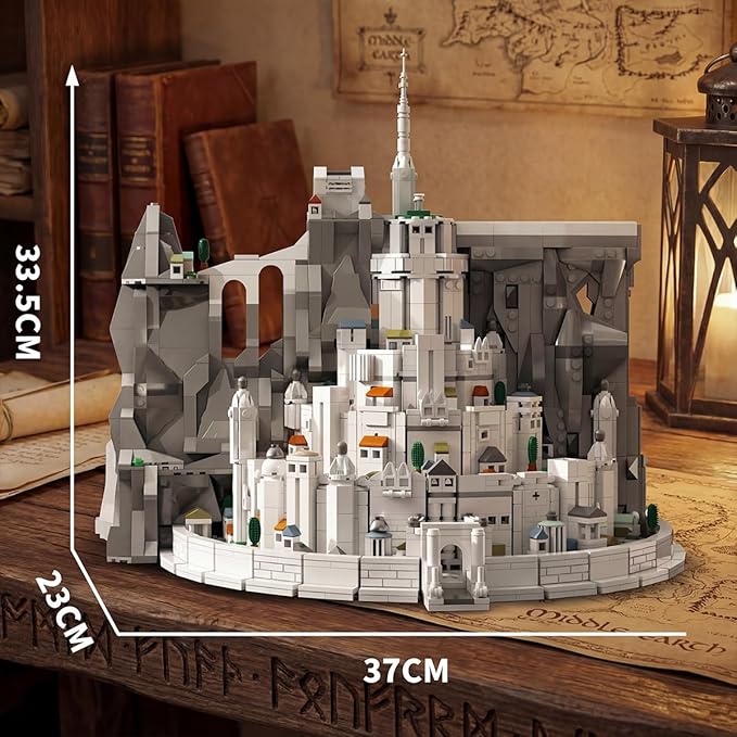Medieval The Rings White Castle Architecture Sets for Adult Building with Lights Movie Modular Collectible for Fans Gift Toy for Men and Women (2318 Pcs)