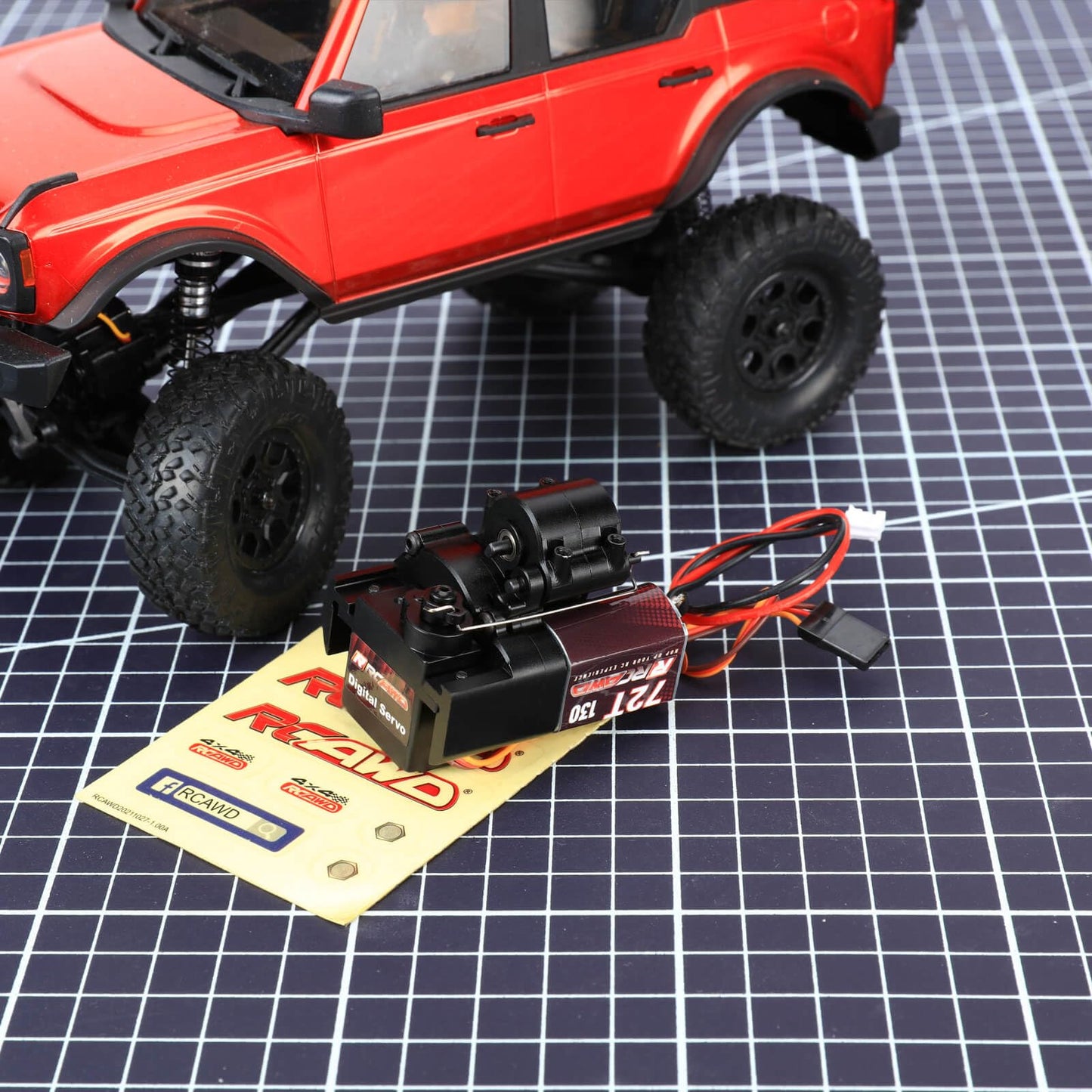 RCAWD SCX24 2 Speed Shifted 72T 130 RC Motor & 10% Torq Upgrade Gearbox Center Transmission Gear Set & Shock Tower Mounts & Slide Pedals for Bronco C10 Deadbolt JLU Gladiator Dodge Power Wagon Black