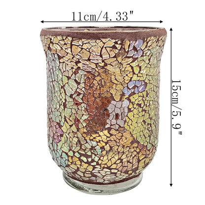 Glass Candlestick Romantic Mosaic Broken Candlelight Aromatherapy Candle Cup for Valentine's Day Christmas Thanksgiving Tables Center of Party Decorations(NO Candles)