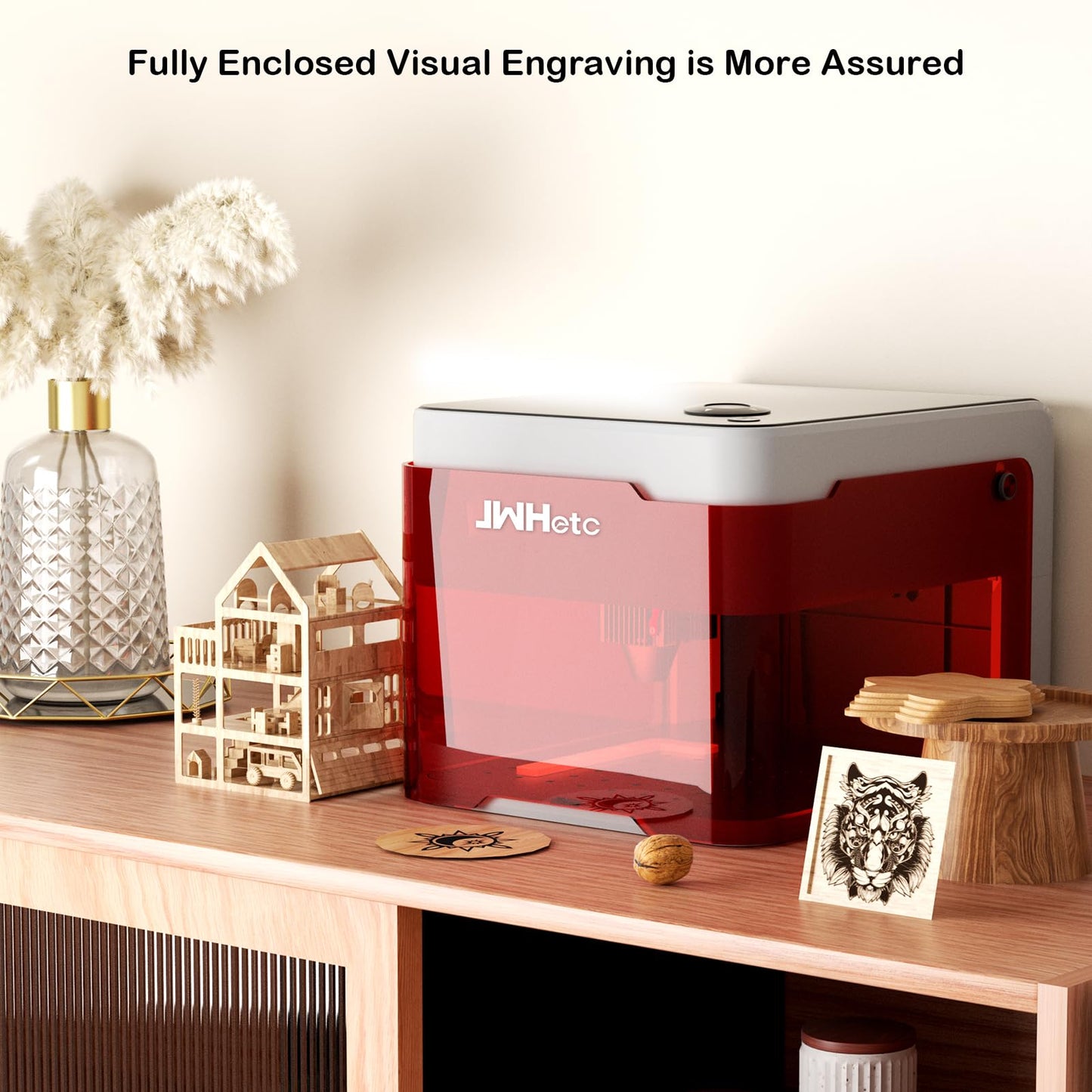 JWHetc X-Pro 5W Laser Engraver Machine, Portable 5000mW Laser Engraver and Cutter Machine for Wood Leather Metal Silicone Paper Glass Cloth,Class 1 for DIY Supports Win/Mobile System/Offline Class 1