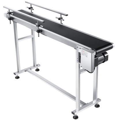 VEVOR Belt Conveyor, 59 x 7.8 inch Conveyor Table, Stainless Steel Motorized Belt Conveyor PVC Belt Anti-Static Adjustable Speed (Double Guardrail)